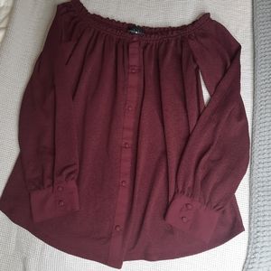 Off Shoulder Button Up Shirt